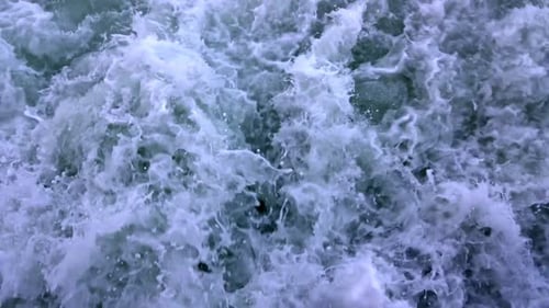 Sea Water Waves Behind Ferryboat