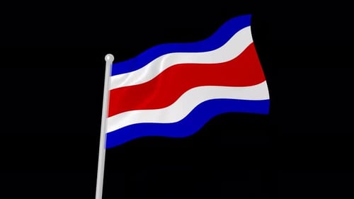 Costa Rica National Flag Waving Loop Animation