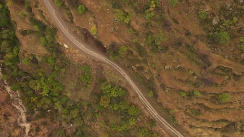 Aerial View of Winding Mountain Road