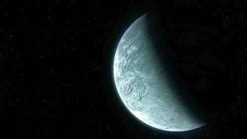 Blue Planet Rotating in Starfield Space Animation