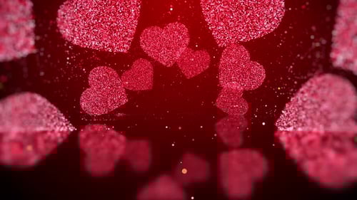 Sparkling Red Glitter Hearts Loop Background