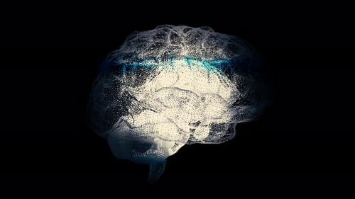 Rotating Futuristic Particle Brain with Neural Activity