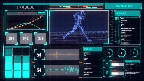 Digital interface against black background