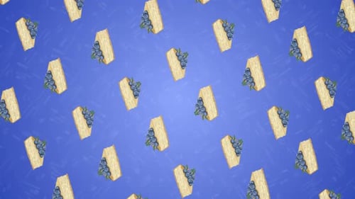 Animated Blueberry Cheesecake Pattern Seamless Loop Background