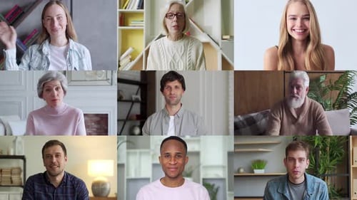 Group Virtual Meeting on Computer Screen