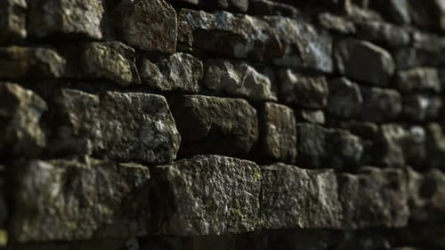 Slow Pan of Ancient Textured Stone Wall