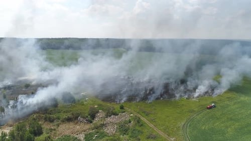 Aerial view of Fire in the field. 03