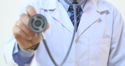 Doctor Holds Stethoscope Up to Camera