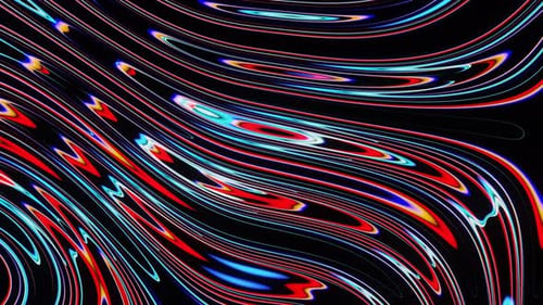 Waves shimmering with bright neon color