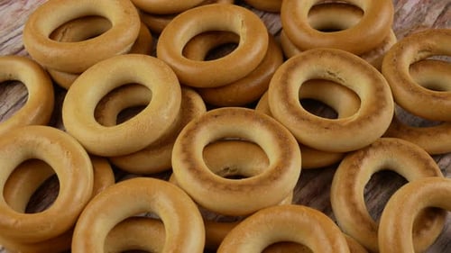 Fresh bread bagel. Russian traditional bakery product.