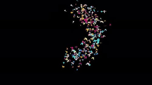 Animated Swarm of Colorful Butterflies