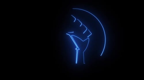 Glowing Neon Fist Icon Reveal Animation