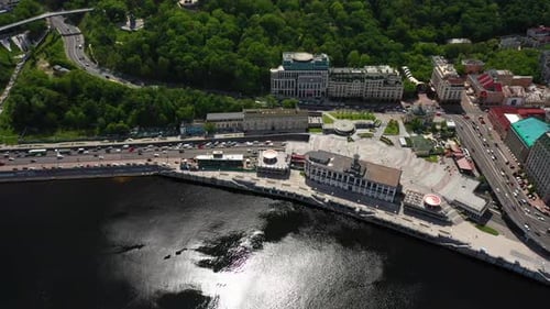 View of the Dnieper Embankment Aerial Shot