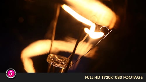 Macro Shot of Lit Lightbulb Filament