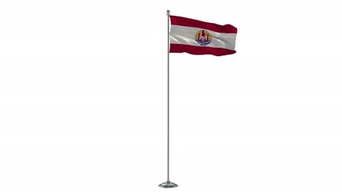 Realistic 3D French Polynesia Flag Waving on White Background