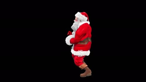 Animated Santa Claus Character Walking with Alpha Channel