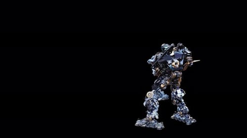 Futuristic Mech Robot Dancing Animation with Alpha Channel