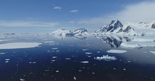 Antarctic Seascape at Glacier Coast Aerial