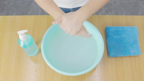 Woman Washing Hands With Foamy Soap