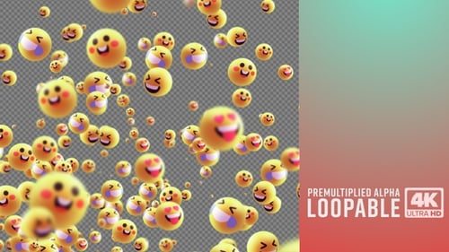 Social 3D Emoji Madness Background Alpha Channel