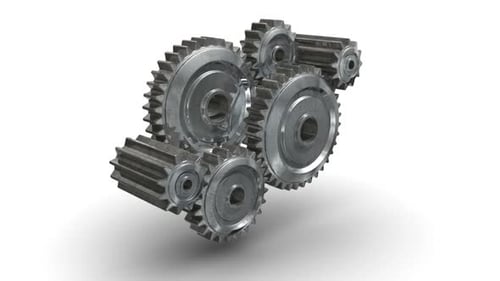 Industrial Metallic Gears Rotation System Loop Animation