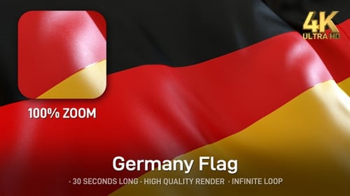 National German Flag Slowly Waving in Realistic Motion
