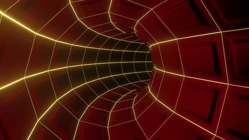 Speed of Digital Lights Neon Glowing Rays in Motion Into Digital Technologic Tunnel