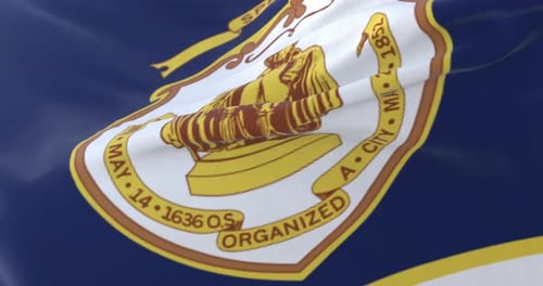 Springfield Massachusetts City Flag Waving Animation