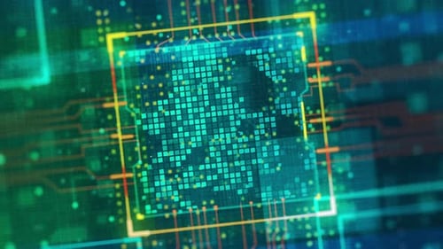 Animated Digital Circuit Board with Data Flow