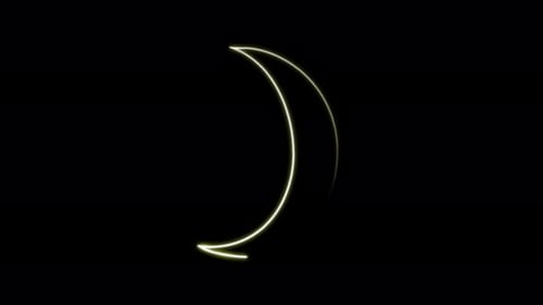 Neon Glowing Crescent Moon Line Art Loop