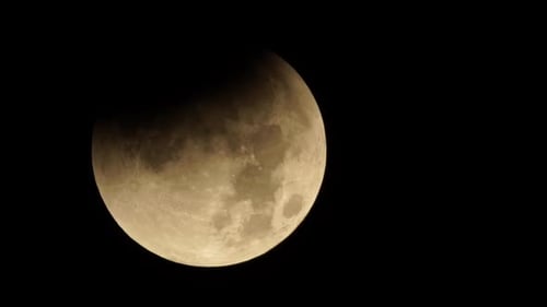 Close Up View of Partially Eclipsed Moon