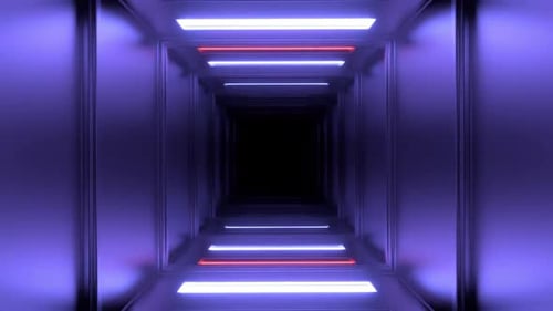 Looping Square Tunnel with Neon Walls