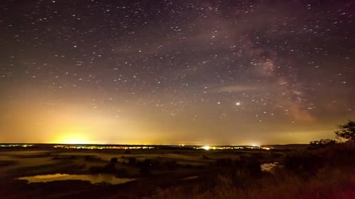Milky Way Time-Lapse over Rural Countryside at Night