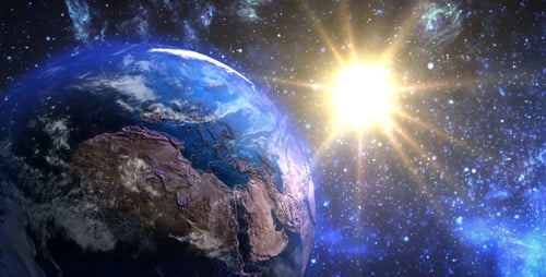 Earth Animation with Sunrise in Space