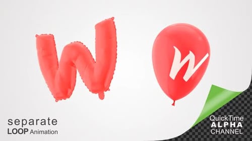Animated Red Letter W Foil and Classic Balloon Pack