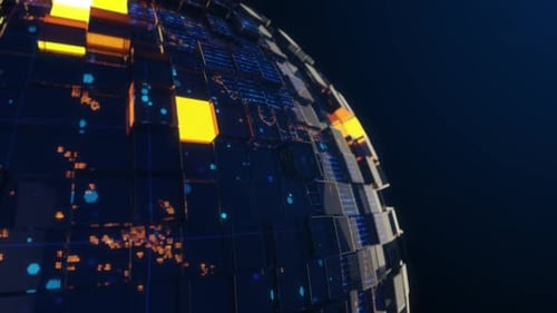 Futuristic Digital Earth Globe with Glowing Data Network Animation