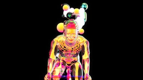 Abstract art of a X-ray cyclist riding