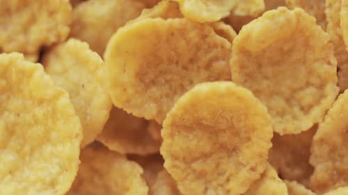 Golden Corn Flakes Macro Shot for Breakfast