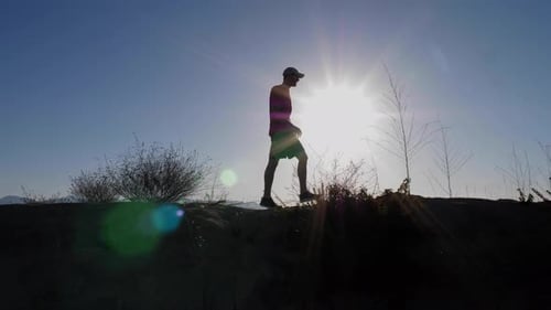 A man going for his morning workout in the hills above Hollywood