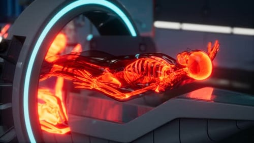 Human Skeleton Bones Scan Exam in Lab