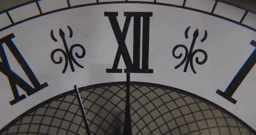 Antique Clock New Year Countdown at Midnight