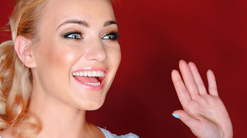Beautiful Excited Woman Waving