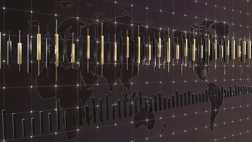 Financial background with a moving candlestick chart on a seamless loop