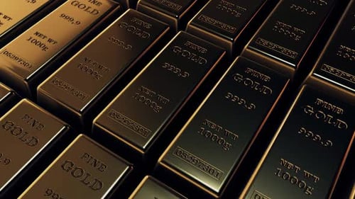 Gold Bars Or Gold Bullion 3d Animation Of A Lot Of Gold Ingots V1 Hd