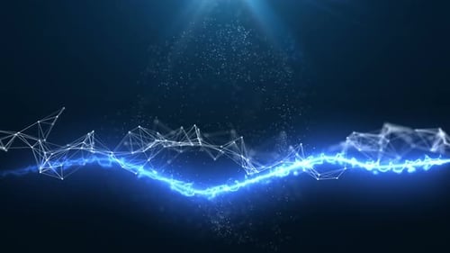 Digital Technology Network and Glowing Energy Wave Background