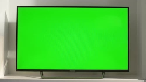 Chroma Key Smart TV in Living Room Closeup
