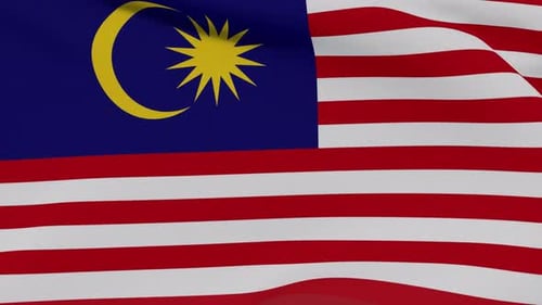 Realistic Waving Malaysia Flag Loop Animation
