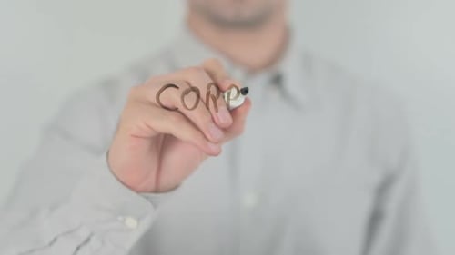 Writing Corporate Identity With Marker on Glass