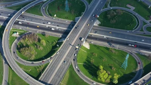 Freeway Intersection Traffic Trails in Moscow