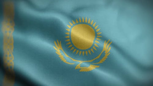 Kazakhstan Flag Waving Seamless Loop Background